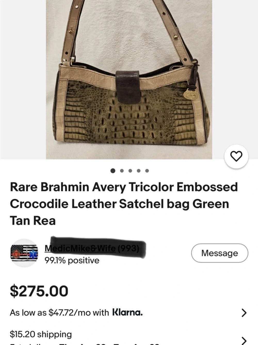 BRAHMIN ~ Rare Tri-Color Croc-Embossed Leather Satchel w/Crossbody Strap
